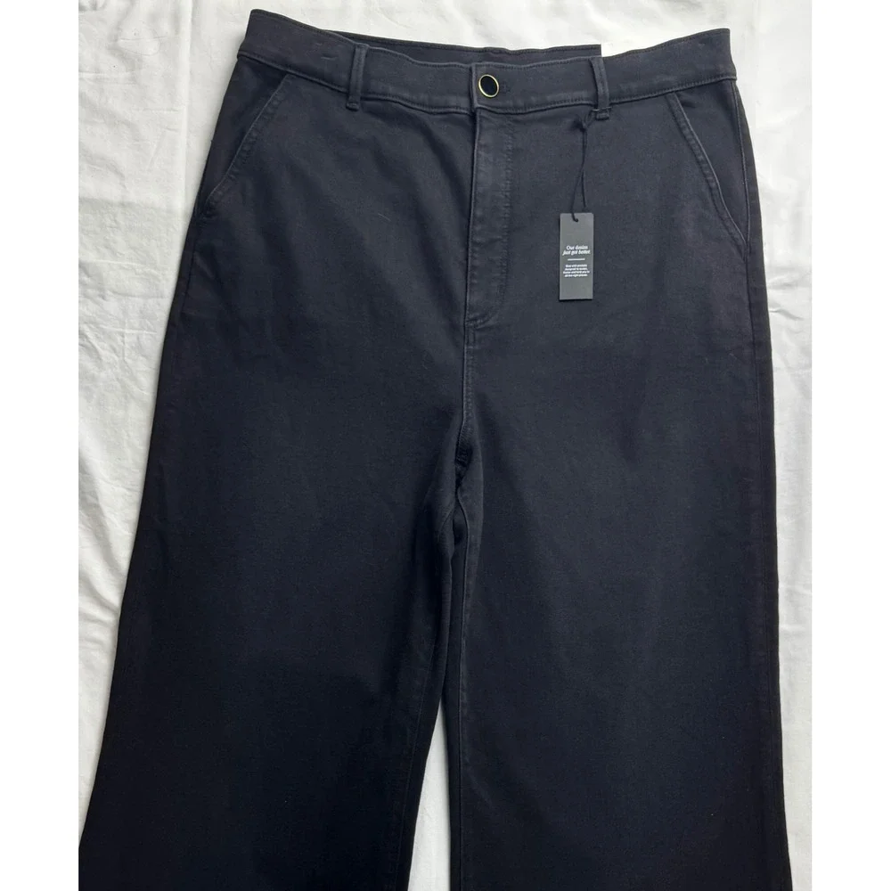 Ann Taylor The Trouser High Rise Wide Leg Black Denim Jeans Size 16 NWT - Picture 8 of 16